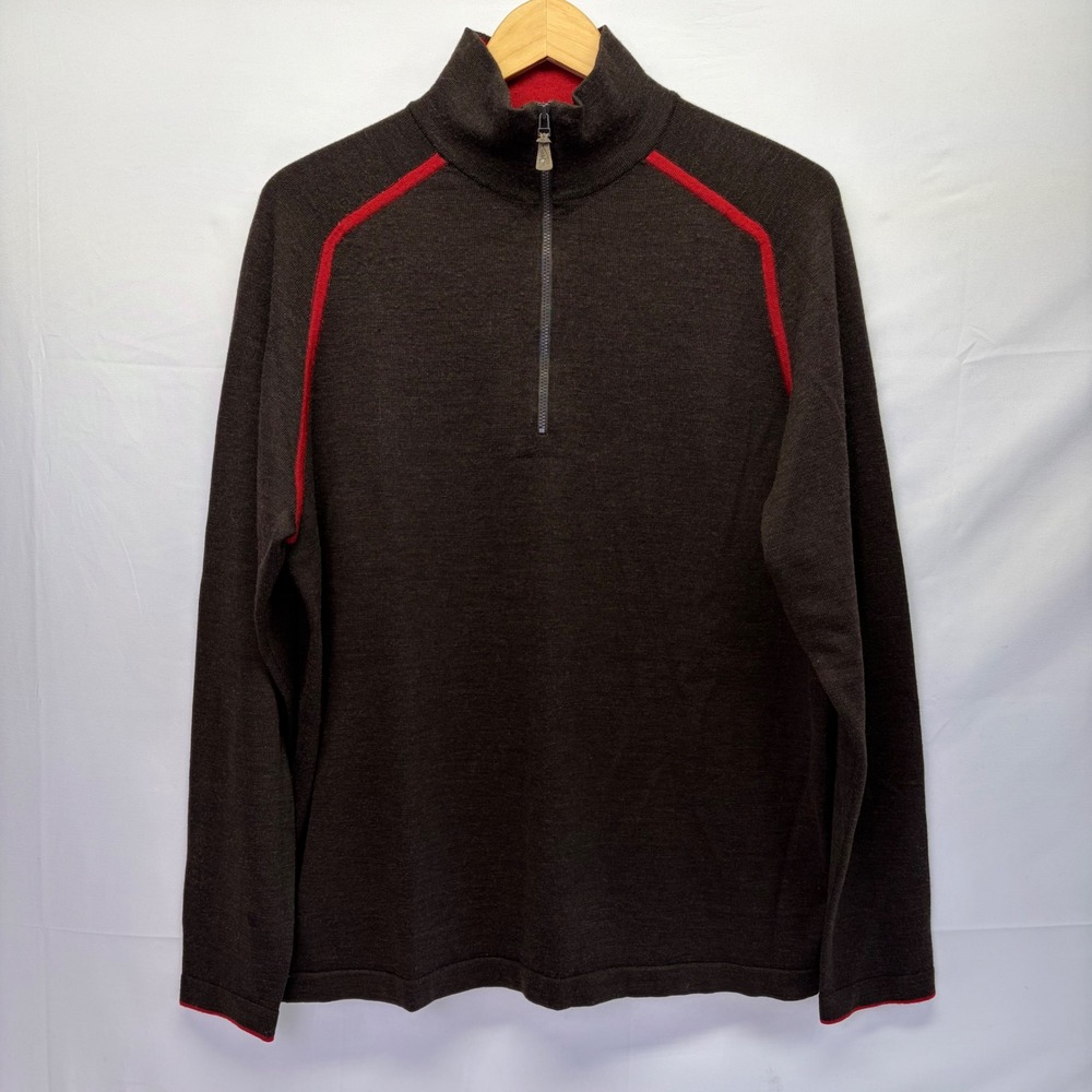 Smartwool Quarter Zip Pullover Mens Large Brown Red Merino Wool Gorpcore
